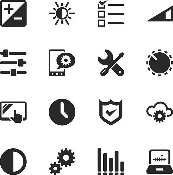 Vector illustration of Settings Silhouette Icons