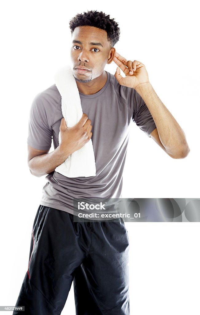 Afro-american man wearing a sport outfit isolated on white background 20-24 Years Stock Photo
