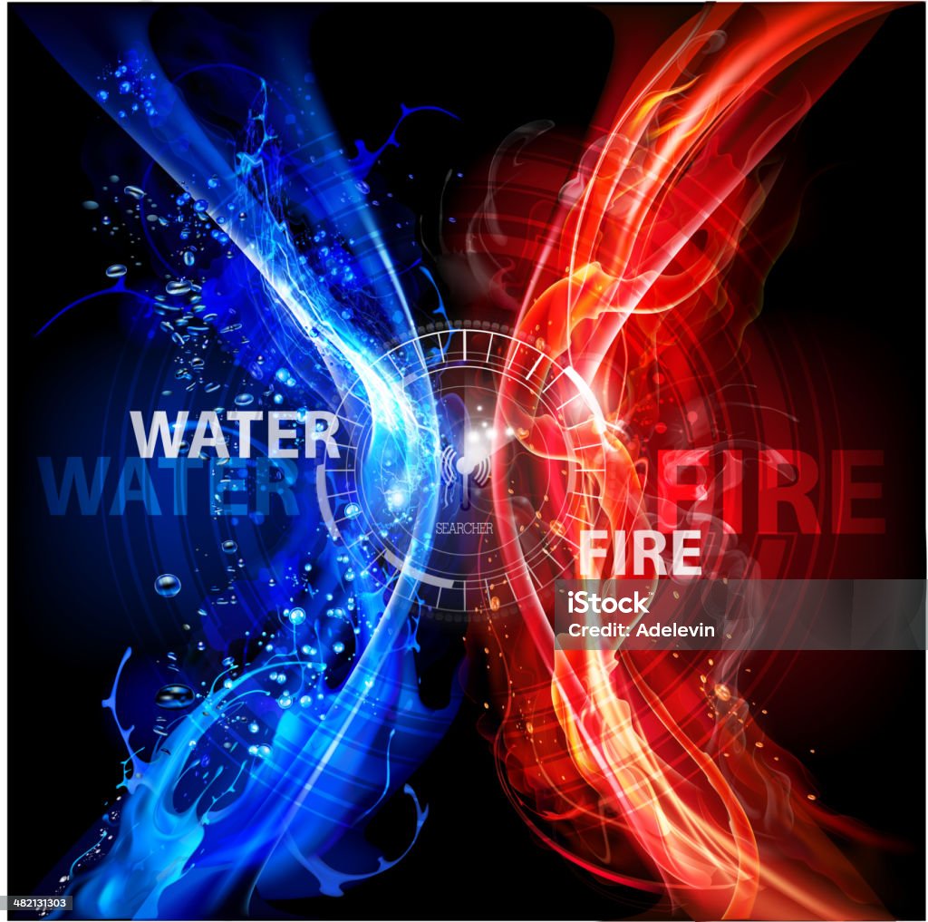화재 및 물 추상적인 배경 - 로열티 프리 음양 상징 벡터 아트