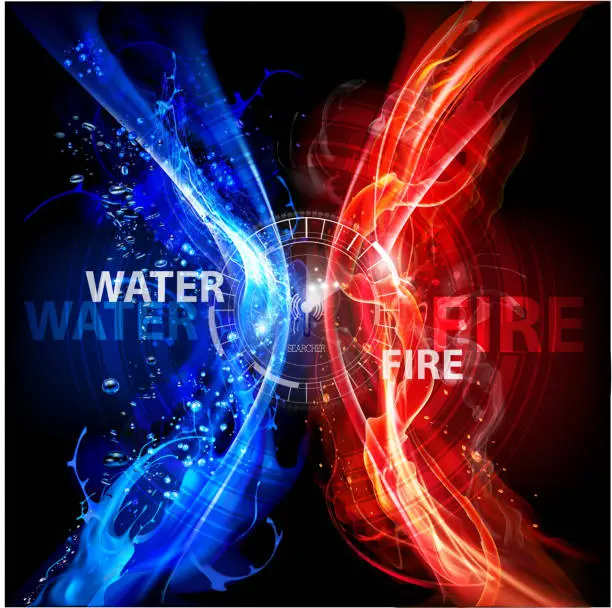 Vector illustration of Fire and water abstract background