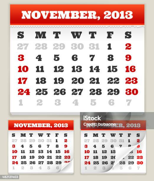 Ilustración de Calendario De Noviembre De 2013 y más Vectores Libres de Derechos de 2013 - 2013, Acurrucado, Calendario