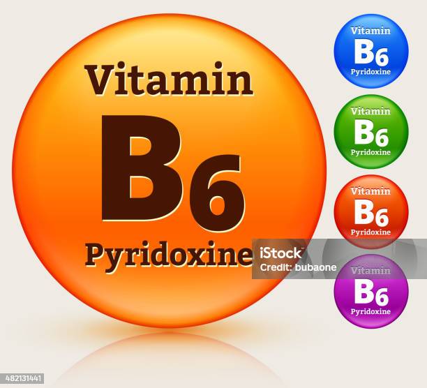 Ilustración de Vitamina B6 Colorido Conjunto De Botón y más Vectores Libres de Derechos de Asistencia sanitaria y medicina - Asistencia sanitaria y medicina, Azul, Blanco - Color