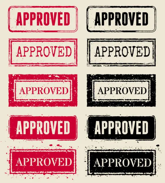 Vector illustration of Approved Vector Rubber Stamp Collections