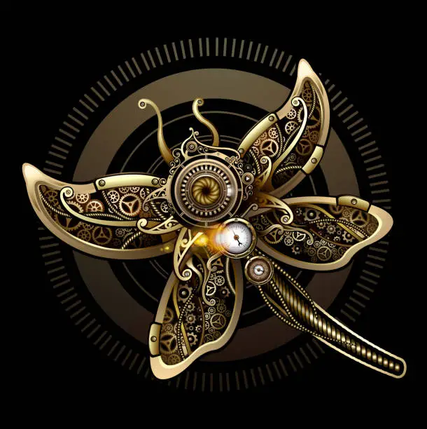 Vector illustration of Butterfly steampunk concept