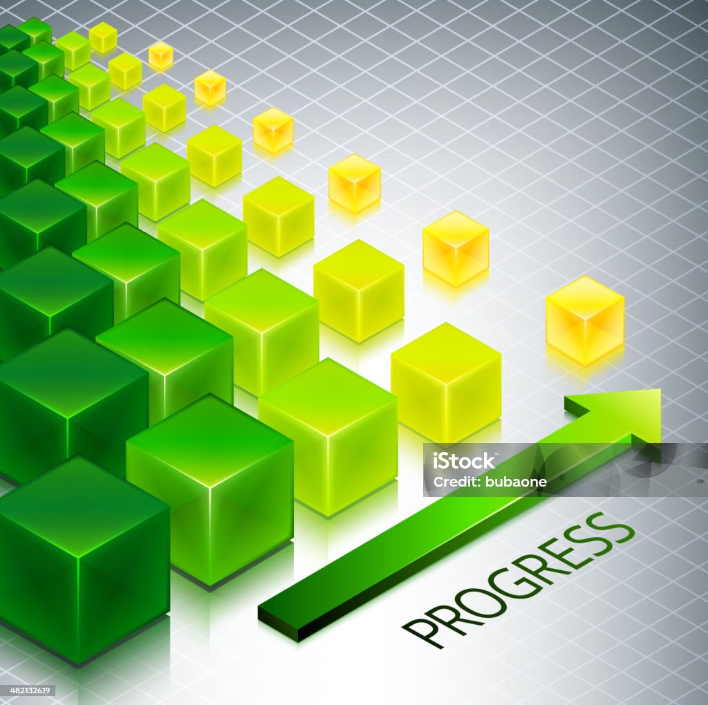 Progress Cube Graph Progress Cubes On Custom Business Background Stock Illustration ...