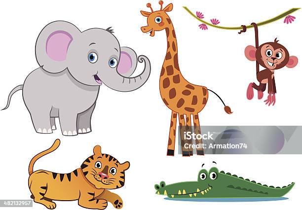 Jungle Ani̇mals Stock Illustration - Download Image Now - Animal, Animal Wildlife, Animals In The Wild
