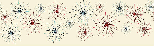 Festive fireworks border vector art illustration