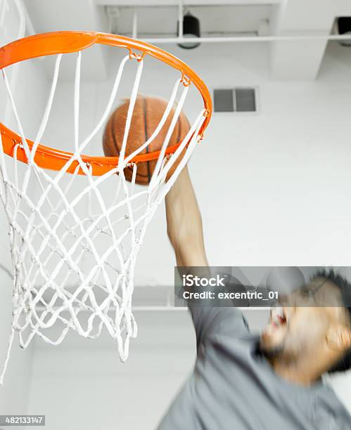 Afroamerican 30 Years Old Man Playing Basketball In A Gymnasium Stock Photo - Download Image Now