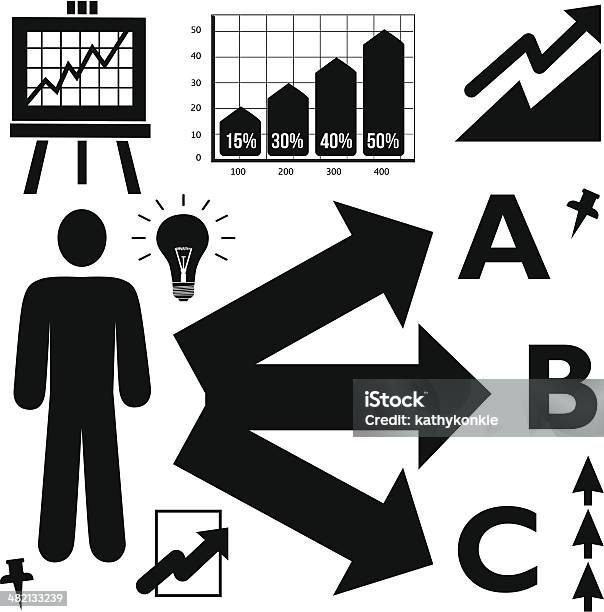 Icone Di Affari Ed Elementi Di Design - Immagini vettoriali stock e altre immagini di Adulto - Adulto, Affari, Bianco e nero