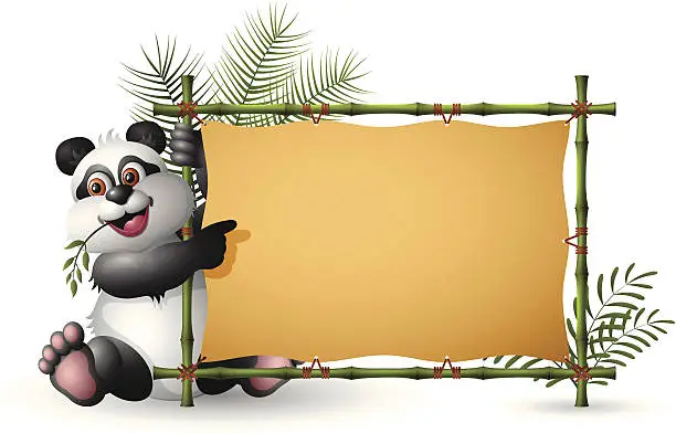 Vector illustration of Panda with Sign