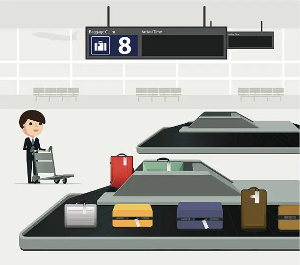 Vector illustration of Airport conveyor belt
