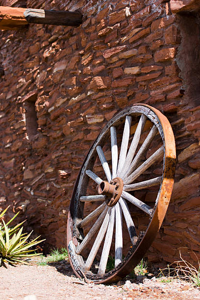 istock Old wheel near a stone wall 482138837