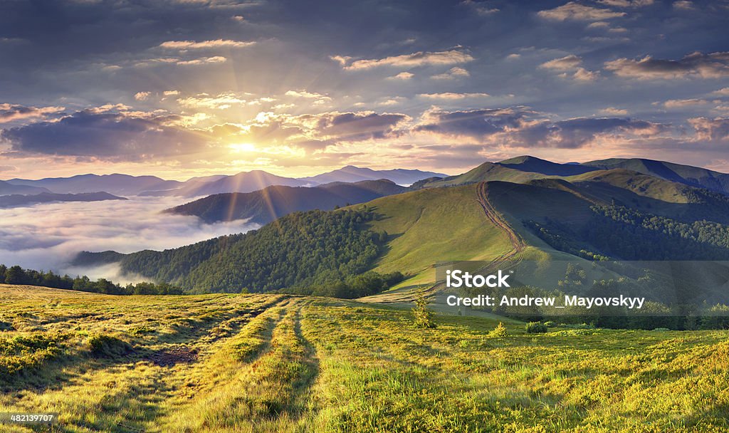 Piękne lato Krajobraz w górach. - Zbiór zdjęć royalty-free (Bez ludzi)