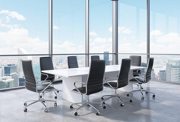 istock Panoramic conference room in modern office in New York City. 482140528