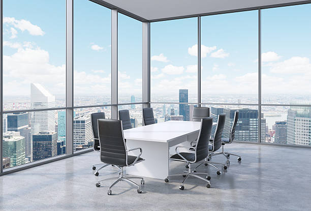 istock Panoramic conference room in modern office in New York City. 482140530