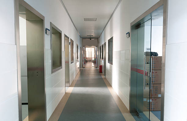 istock long corridor in the hospital. 482142080