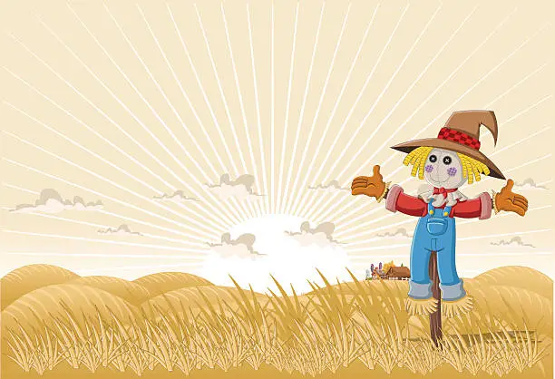 Vector illustration of Farm cartoon scarecrow