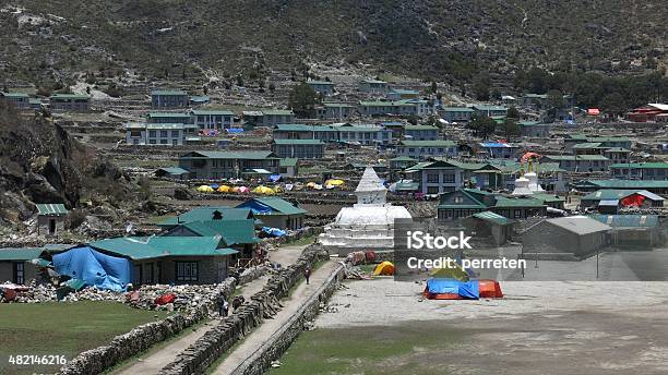 Scene In Khumjung After The Recent Earthquakes Stock Photo - Download Image Now - 2015, Ancient, Architecture