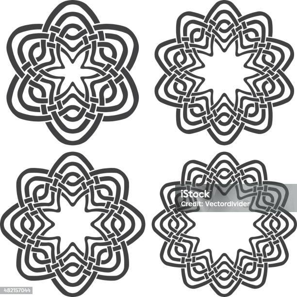 4 Circular Decorative Elements With Stripes Braiding Stock Illustration - Download Image Now