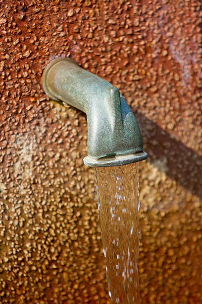 istock Old tap with flowing water 482162238