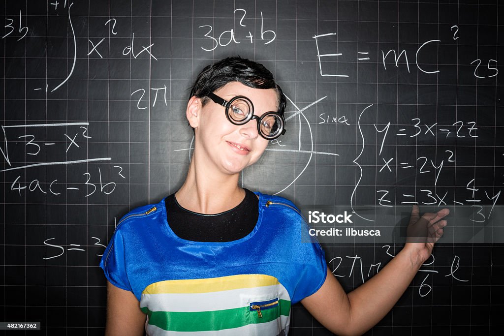 School education ring flash portraits: geek female student 20-29 Years Stock Photo