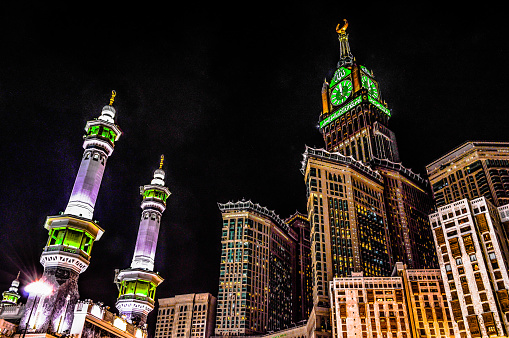 one of the highest towers in the world , including the biggest clock in world too, this place calls Mekkah , the greatest city in the whole wolrd.