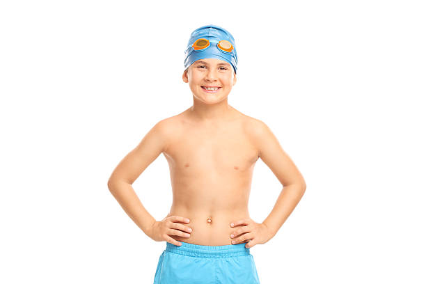istock Joyful kid with swim cap and swimming goggles 482173244