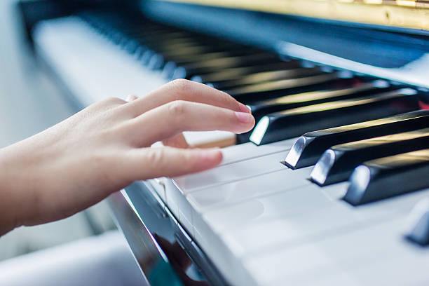 istock Close-up of Kid's Hand Playing Piano 482176700