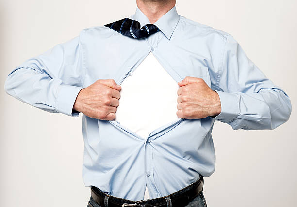 istock Superhero executive tearing his shirt 482180006