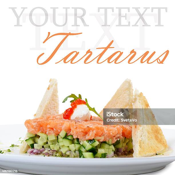 Tartar With Salmon And Cucumber Stock Photo - Download Image Now - 2015, Appetizer, Bread