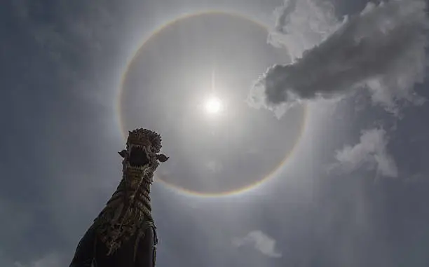 Photo of fantastic beautiful sun halo phenomenon in thailand