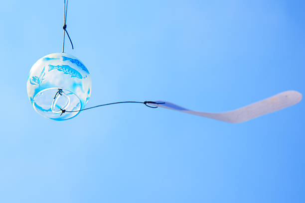Japanese wind chime against blue sky