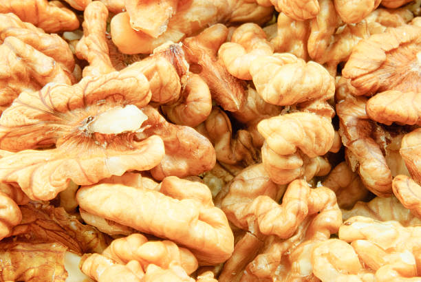istock Closeup view of beautiful walnuts - many halves 482189104