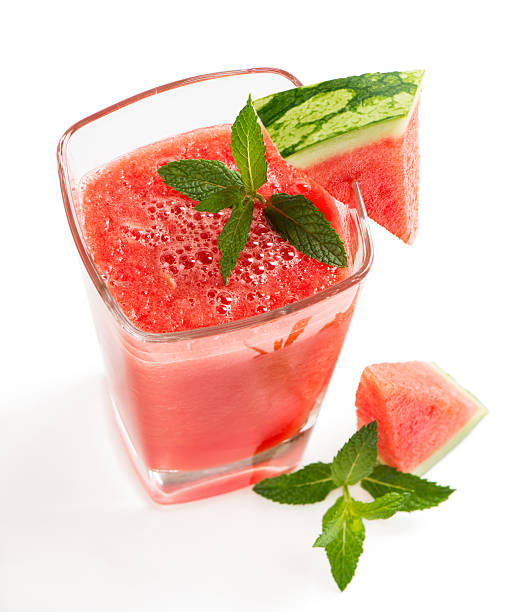 istock Watermelon smoothie with watermelon slices, top view 482189466