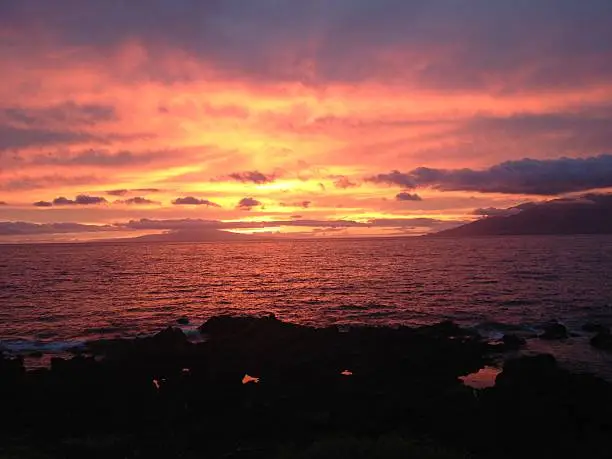Colorful sunset in Maui.