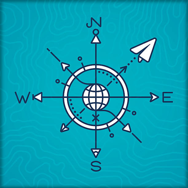 여행 나침반 장미 - compass exploration map globe stock illustrations