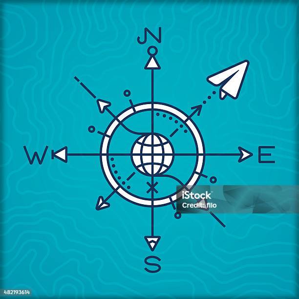 Travel Compass Rose Stock Illustration - Download Image Now - Navigational Compass, Adventure, Journey