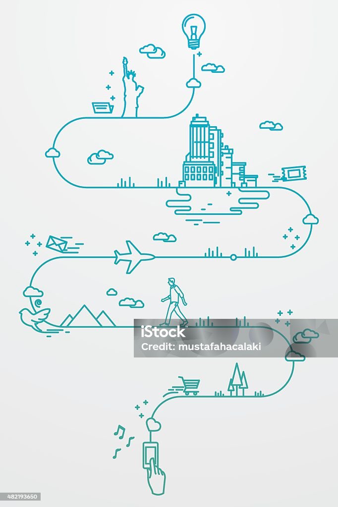 Smartphone and travel around the world Smartphone and travel around the world. EPS8 vector illustration. Hi-res jpg and AICS4 files are included. Journey stock vector