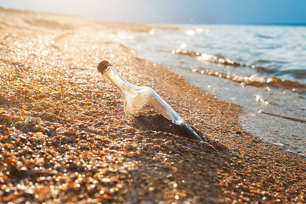 istock Sealed bottle near sea 482193976
