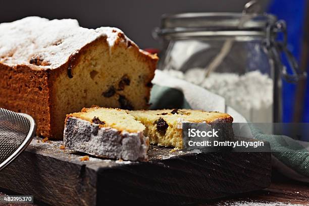 Fruitcake On A Cutting Board Stock Photo - Download Image Now - 2015, Baked, Baked Pastry Item