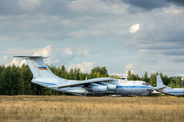 istock Old aircrafts on the abandoned aerodrome 482195576