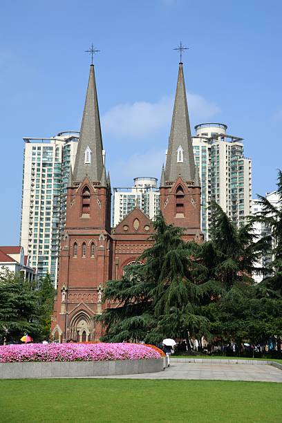 St. Ignatius Cathedral, also called Xujiahui Cathedral, a Neo-Gothic cathedral, located in Xujiahui district, Shanghai, The church is overlooking a nice ornamental garden. 
