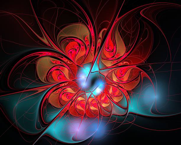 istock Abstract fractal design. Red flower on black. 482203070
