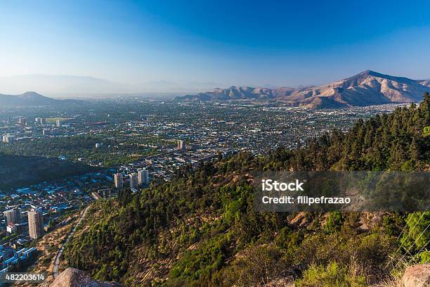 Aerial View Of Santiago Chile From Cerro Santa Lucia Stock Photo - Download Image Now