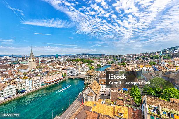 View Over Zürich Stock Photo - Download Image Now - Zurich, City, Urban Skyline