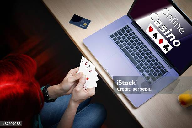 Poker Player Online Stock Photo - Download Image Now - Gambling, Internet, White Collar Crime