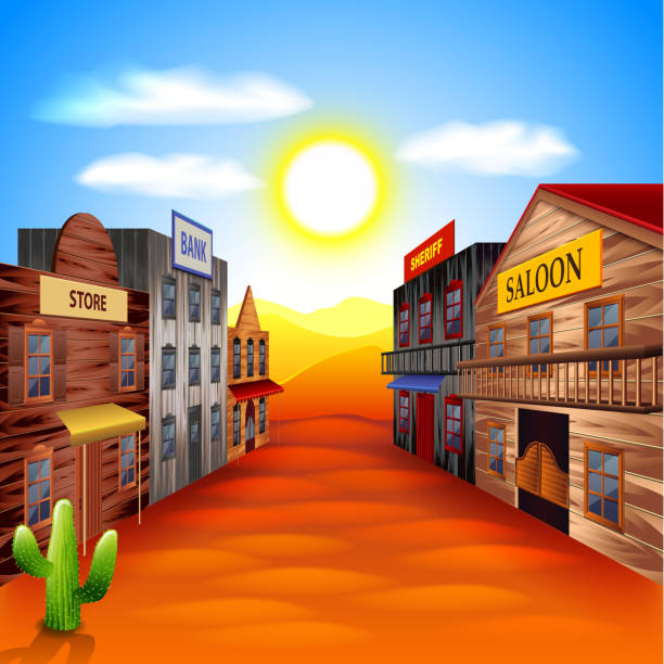 Wild West Town Vector Background Stock Illustration - Download Image Now -  Wild West, Town, Cartoon - iStock