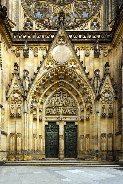 Portal of gothic cathedral stock photo