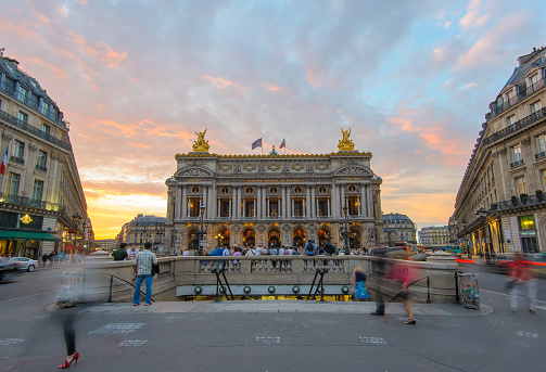 Night view of the Palais Garnier, Opera in Paris, France