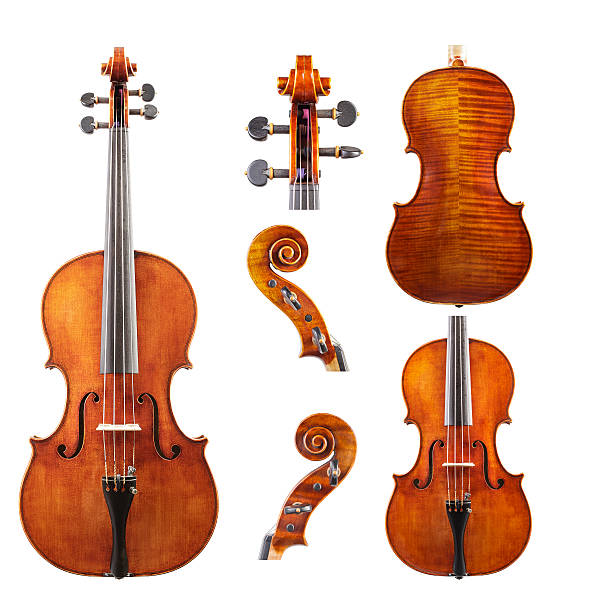 Violin Set - Stock İmage Violin Set on a white background. musical instrument bridge stock pictures, royalty-free photos & images